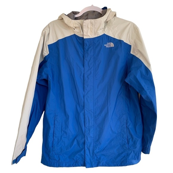 North Face Boys XL 18-20 North Face Hyvent Jacket Hood Blue White Adult Small
